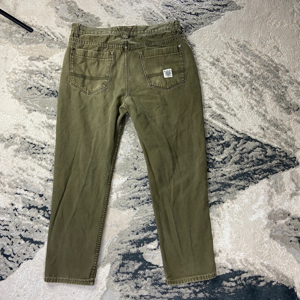 Y2K Akademiks Jeans 36x29 Green Denim Casual Mid Rise Streetwear Straight
